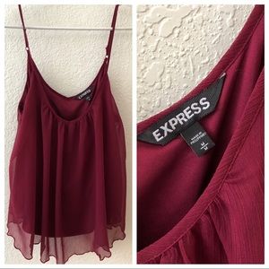 Maroon tank top.